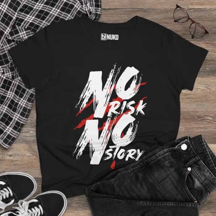 T-shirt Damski z nadrukiem No Risk No Story